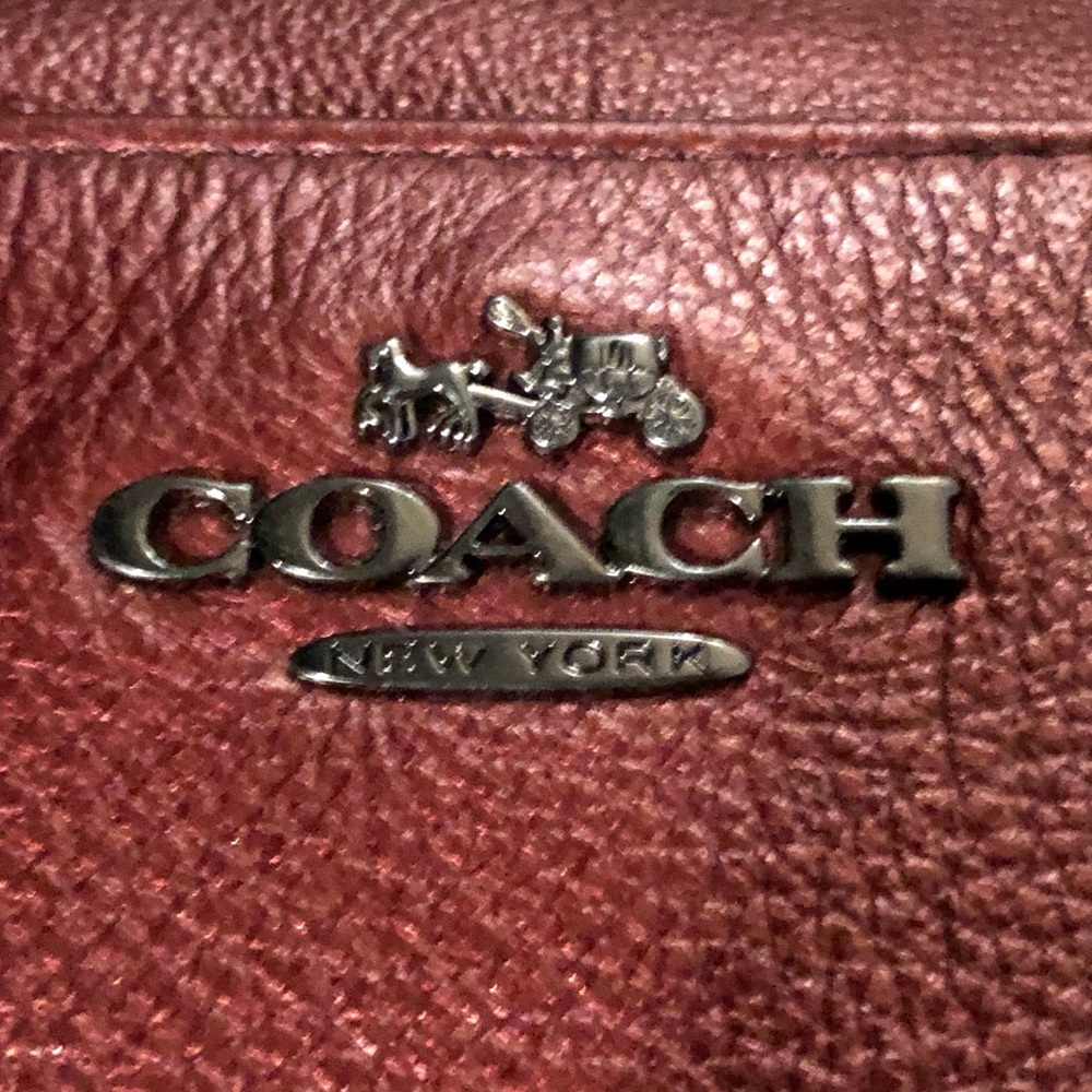 Coach Leather Mickie Shoulder Tote in Metallic Cherry - Picture 2 of 9